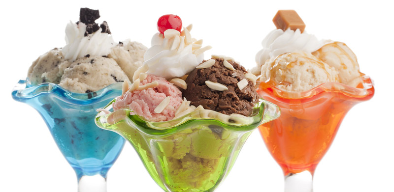 Three ice cream sundaes in colorful  cups - Family Christmas Gifts - The Grandkid Connection